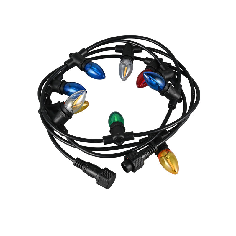 C7 smooth surface bulb E12 screw base colored 0.5W integrated string light