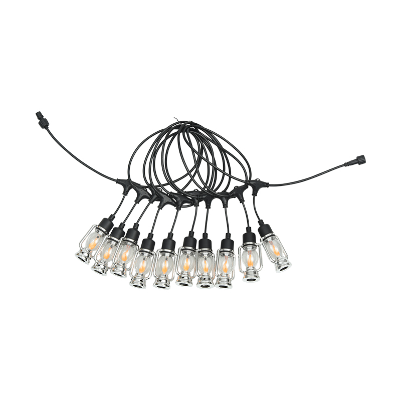 Vintage carriage lantern style flame light string (silver, 5 meters 10 lights)
