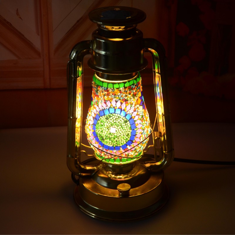 Colored glass patch gold horse light